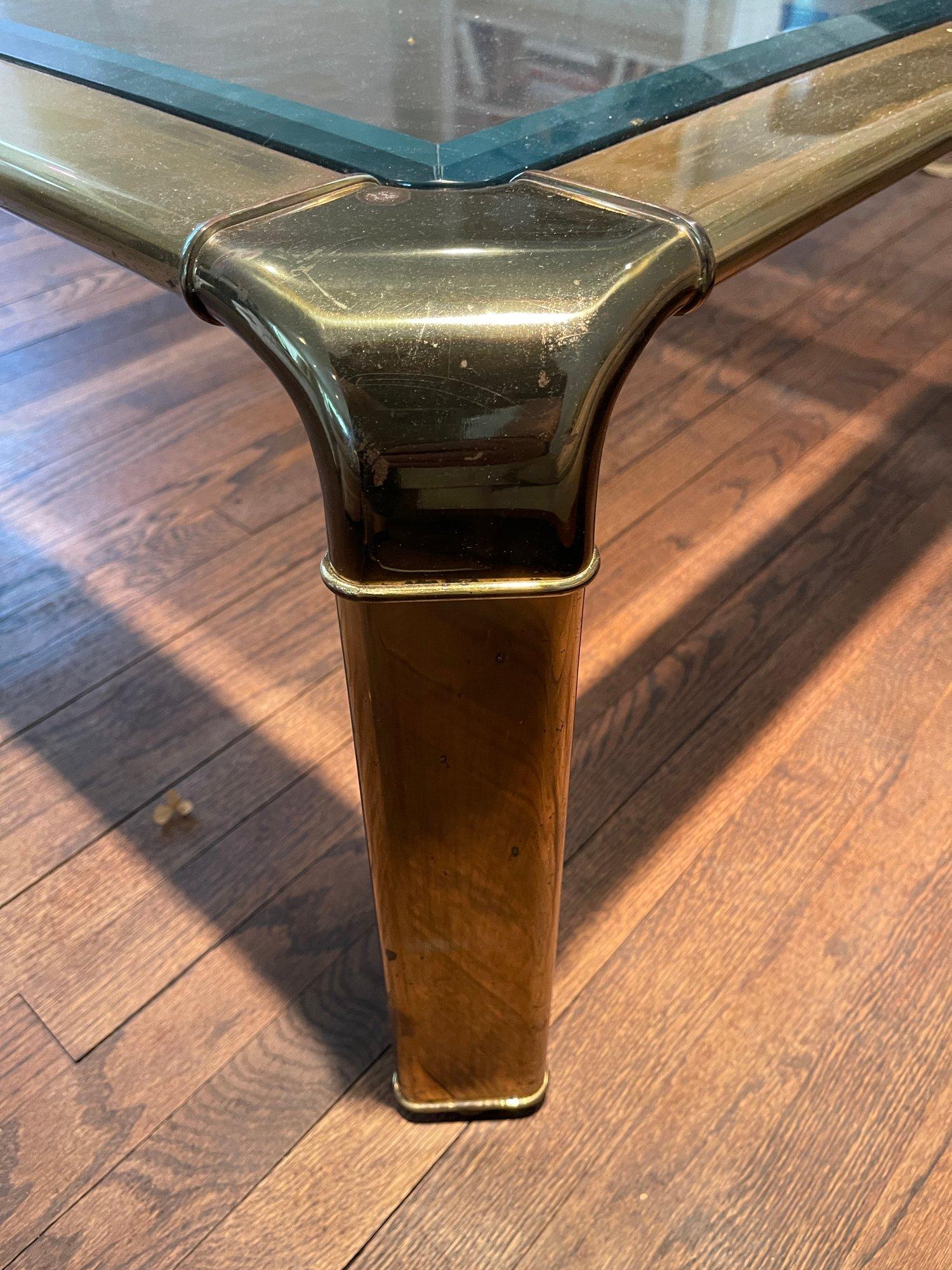 American Wonderful Brass Widdicomb Mastercraft Square Coffee Table Mid Century Modern For Sale