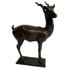 Wonderful Bronze Antelope Sculpture Signed Gorham Founders OGLM on Base