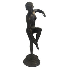 Wunderschöne neoklassizistische Bronzeskulptur von Louis Tuaillon: Akt einer Frau