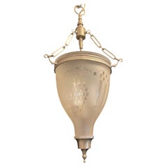Wonderful Brushed Nickel Frosted Etched Glass Bell Jar Lantern Light Fixture