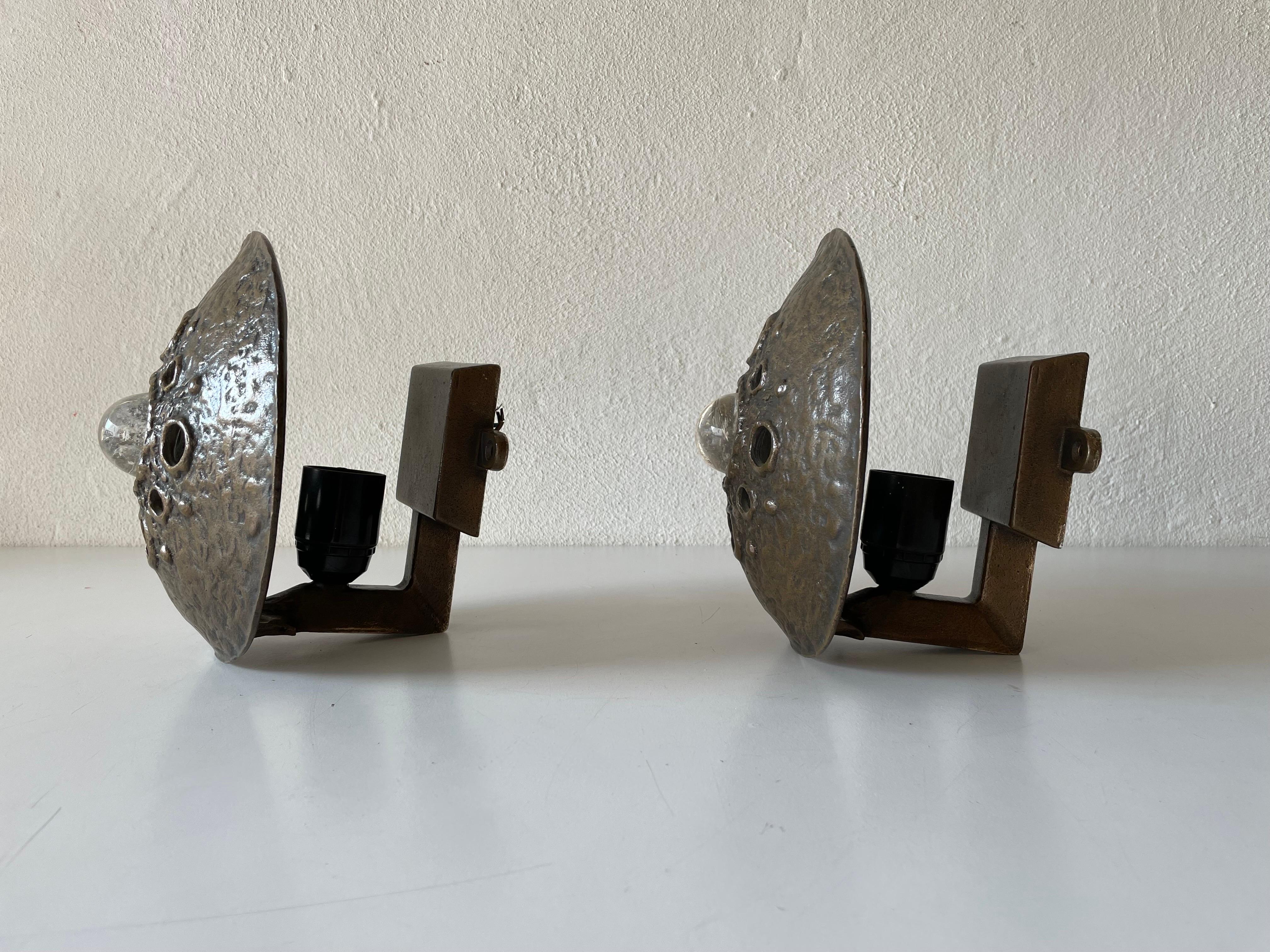 Mid-Century Modern Wonderful Brutalist Bronze Sconces, 1960s Germany For Sale