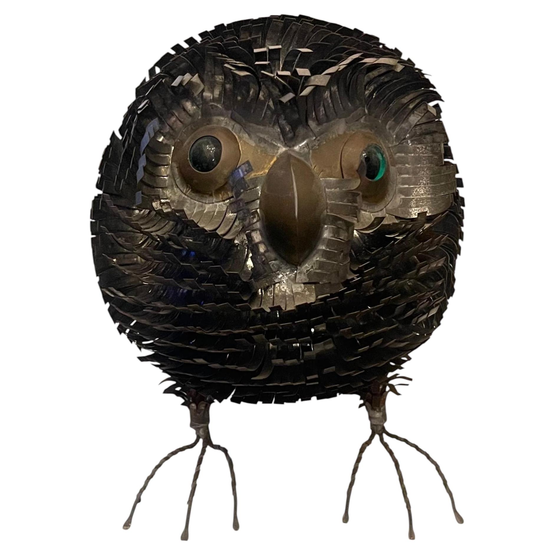 Wonderful Brutalist Hand Sculpted Metal Owl Sergio Bustamante