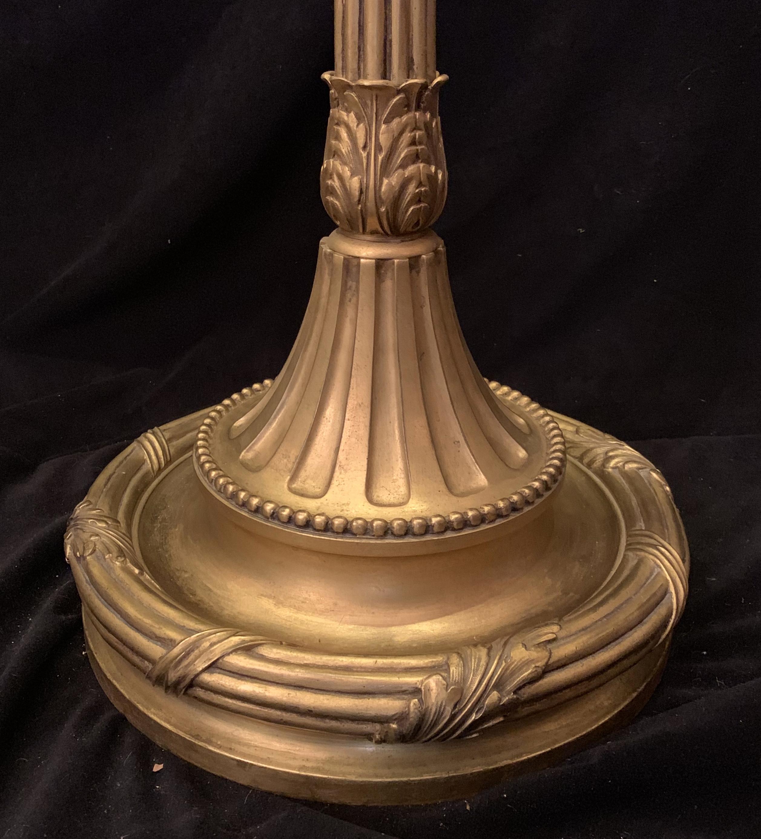 Early 20th Century Wonderful Caldwell French Gilt Urn Form Filigree Regency Bronze Floor Lamp