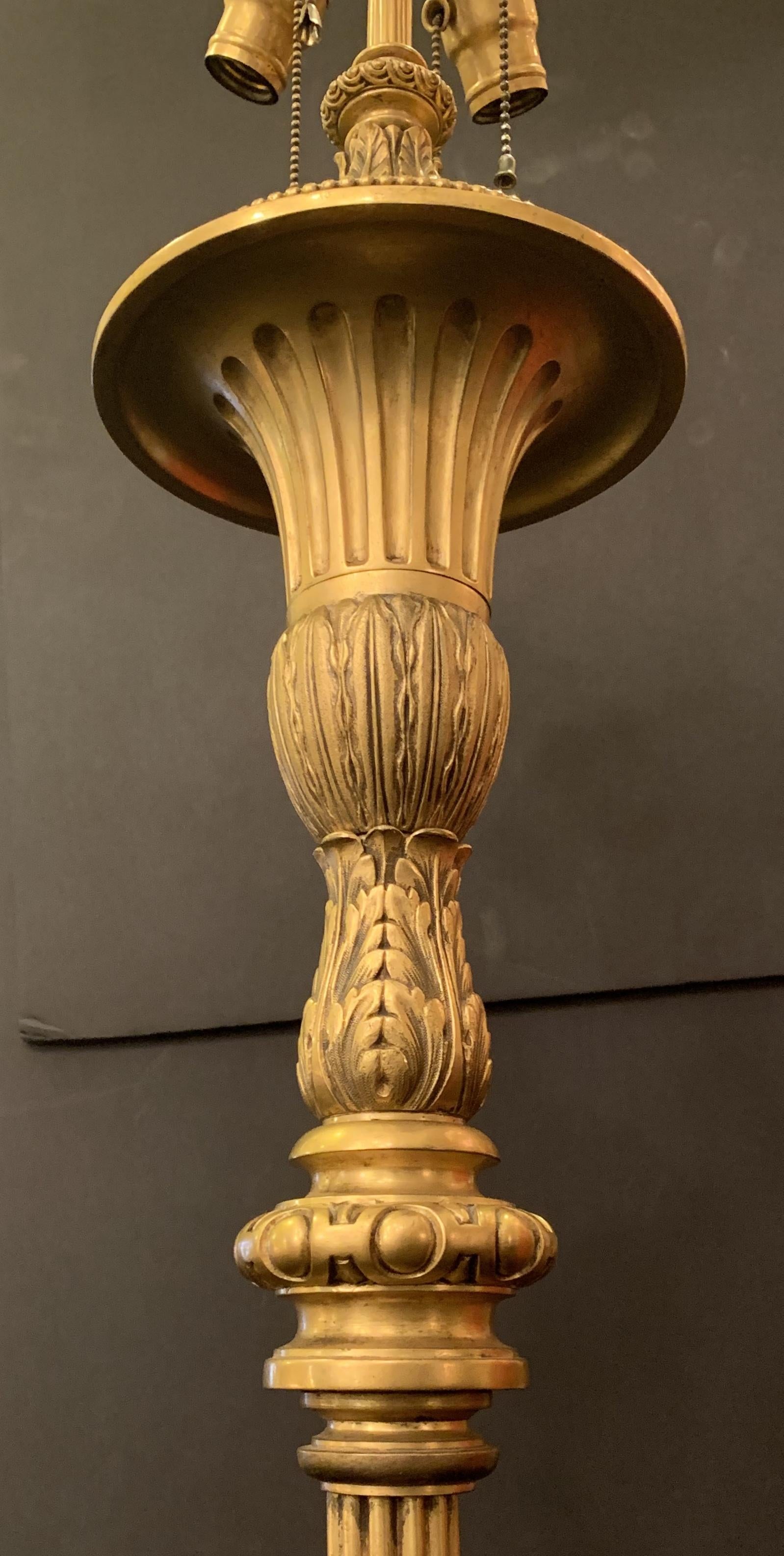 Wonderful Caldwell French Gilt Urn Form Filigree Regency Bronze Floor Lamp 1