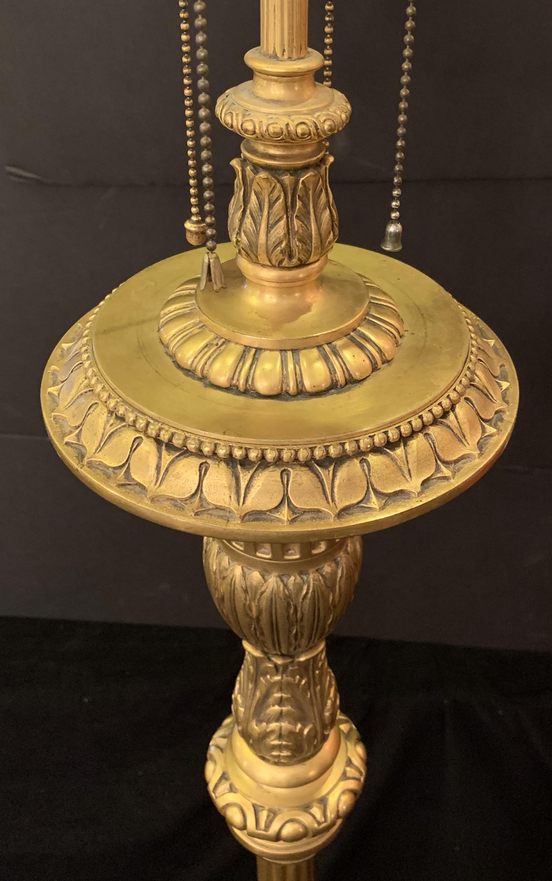 Wonderful Caldwell French Gilt Urn Form Filigree Regency Bronze Floor Lamp 3