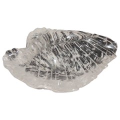 Wonderful Carved/Cut Rock Crystal Sea Shell Form Sculpture Bowl Centerpiece