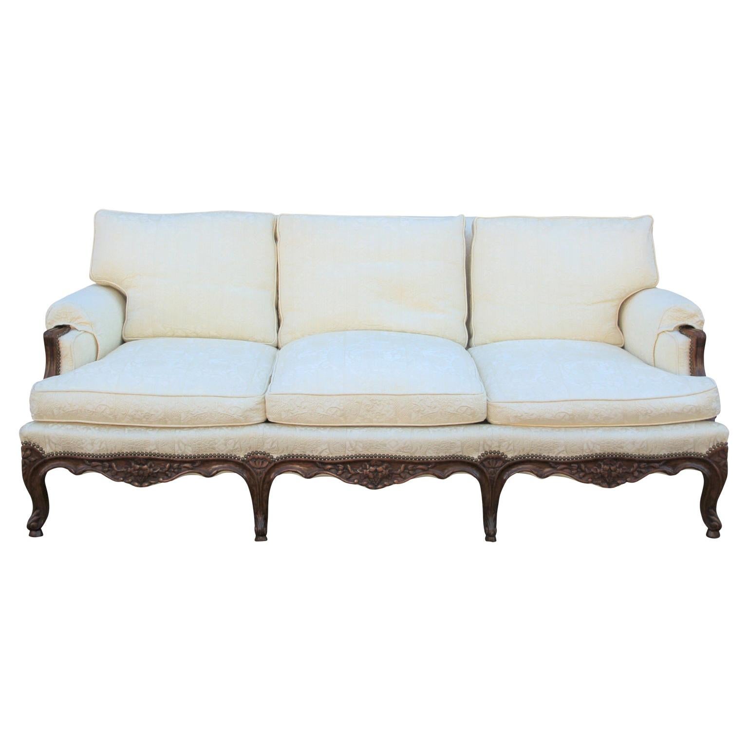 Wonderful Carved Italian Rococo Three-Seat Walnut Sofa