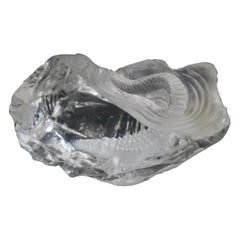 Maravillosa Escultura de Cristal de Roca Tallado Pisapapeles de Caimán Accesorio de Escritorio