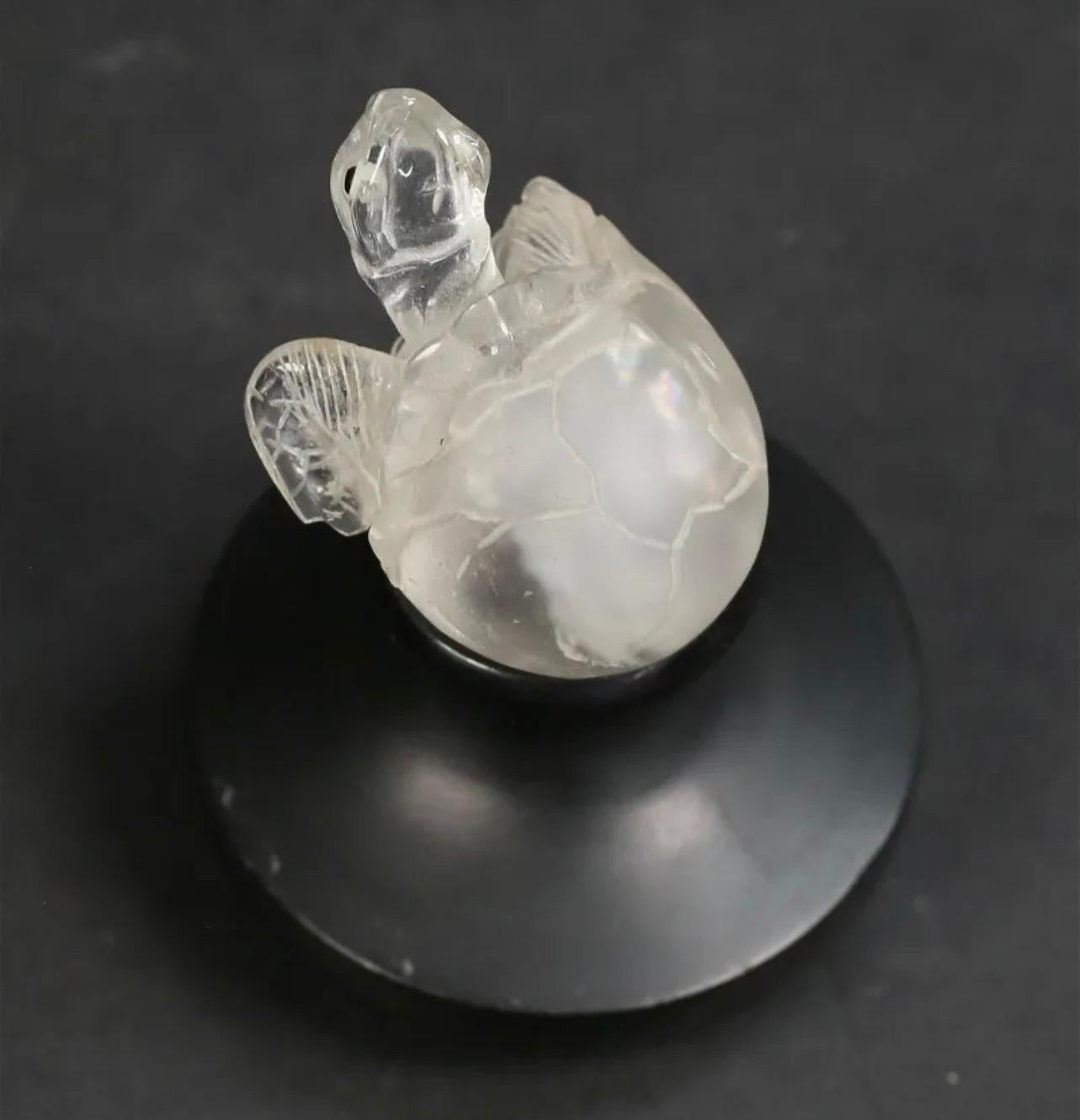 20th Century Wonderful Carved Rock Crystal Sculpture Turtle Paperweight Desk Accessory  For Sale