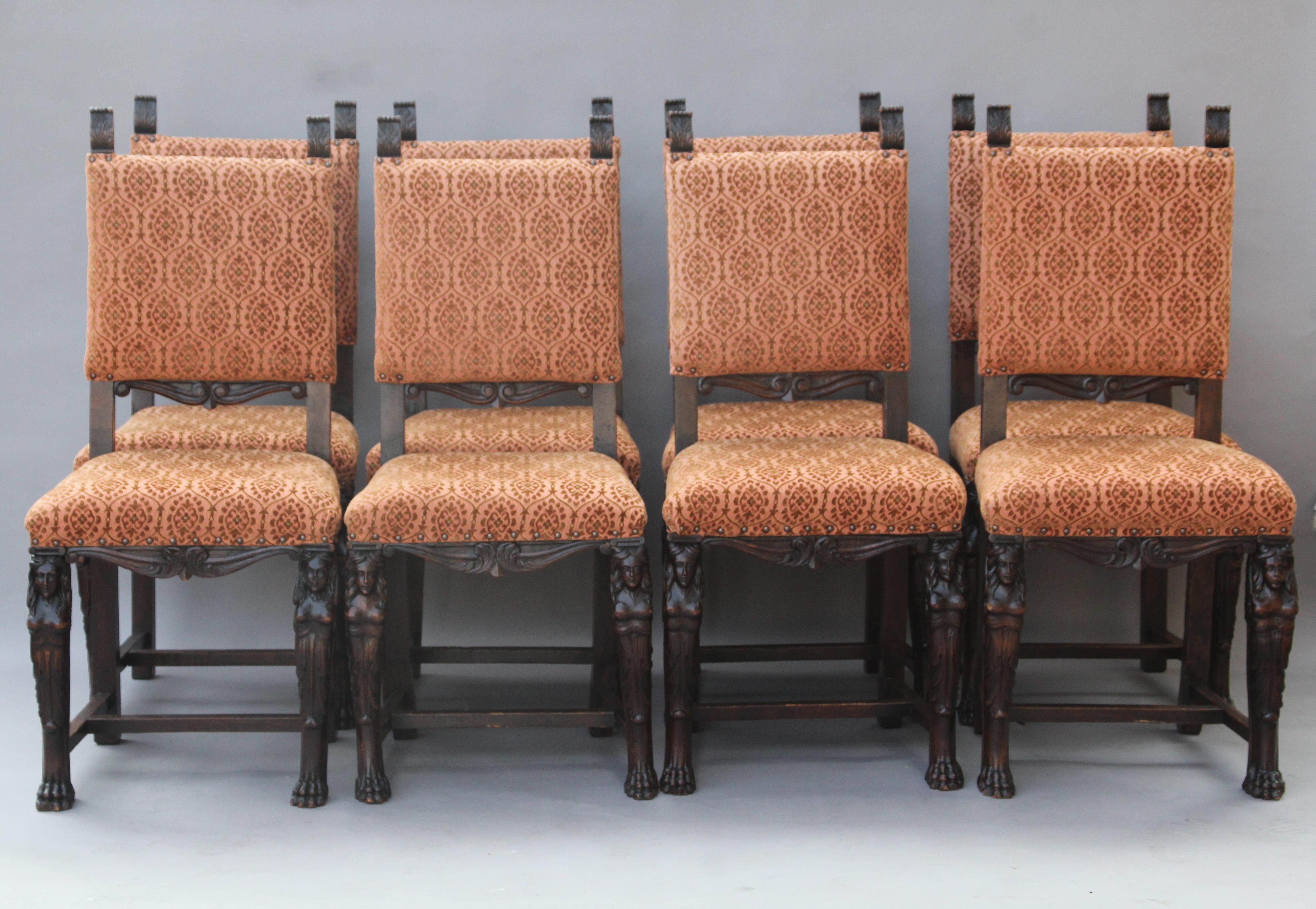 Set of eight Spanish Revival chairs, circa 1920s.