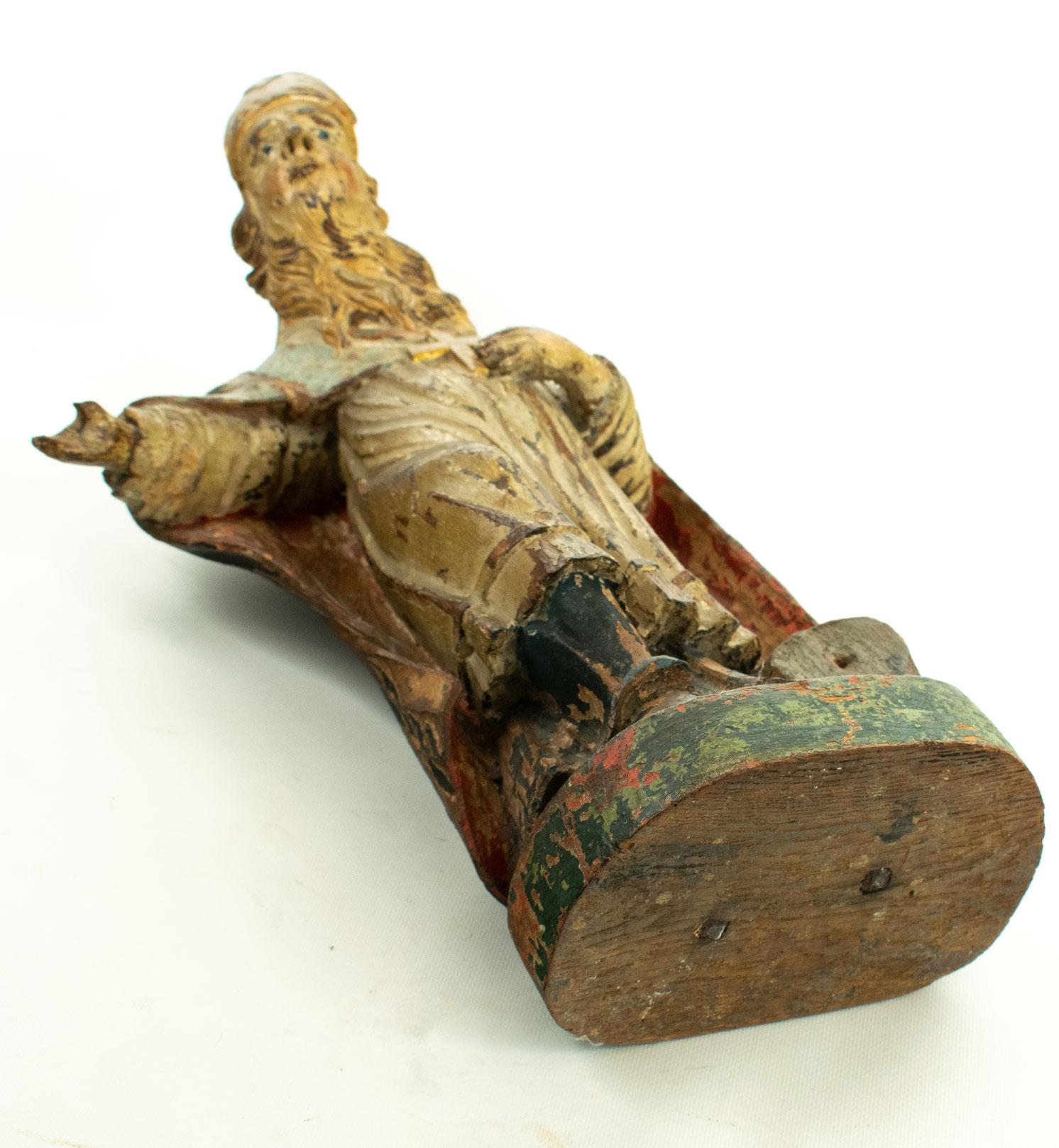 statue italienne de Saint François en bois sculpté polychromé du 16ème siècle en vente 5