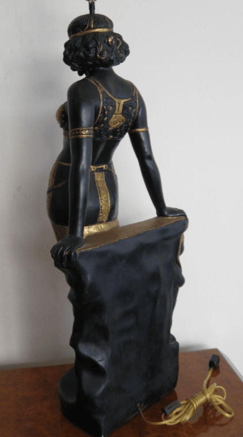 Wonderful Ceramic Table Lamp of an Egyptian Female For Sale 1