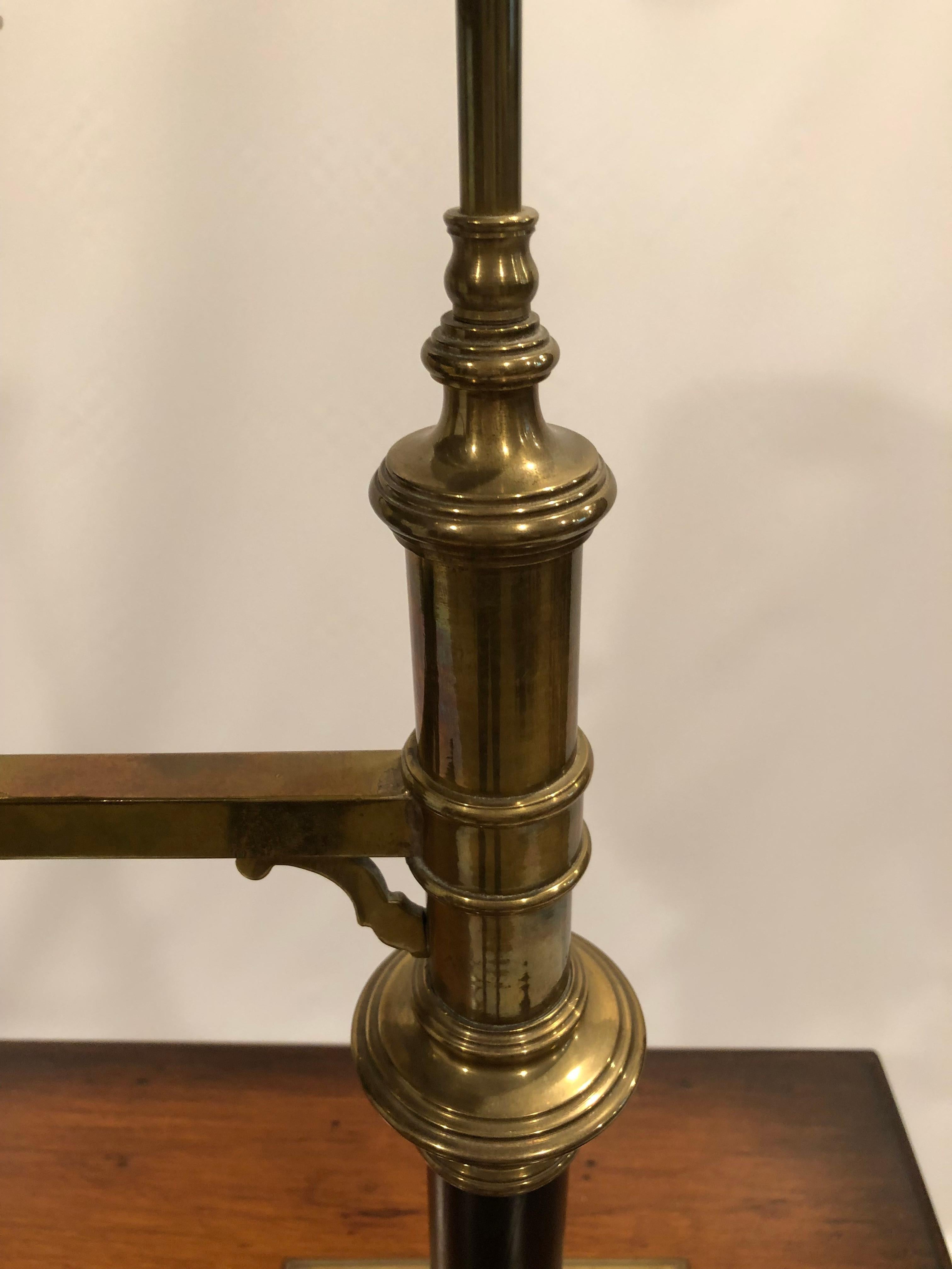 Wonderful Character Rich Brass & Painted Metal Chapman Desk or Table Lamp In Good Condition For Sale In Hopewell, NJ
