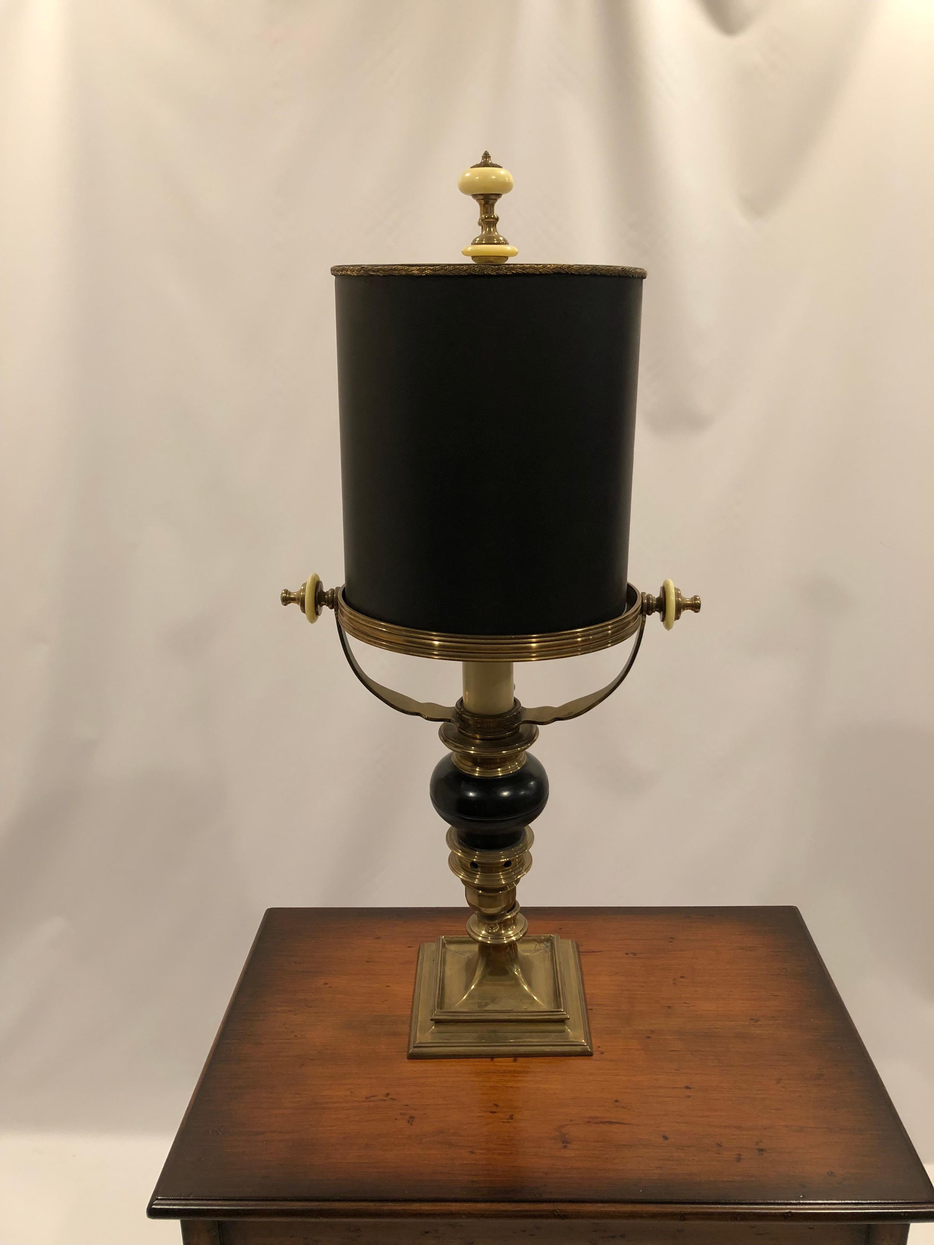 Wonderful Character Rich Brass & Painted Metal Chapman Desk or Table Lamp For Sale 3