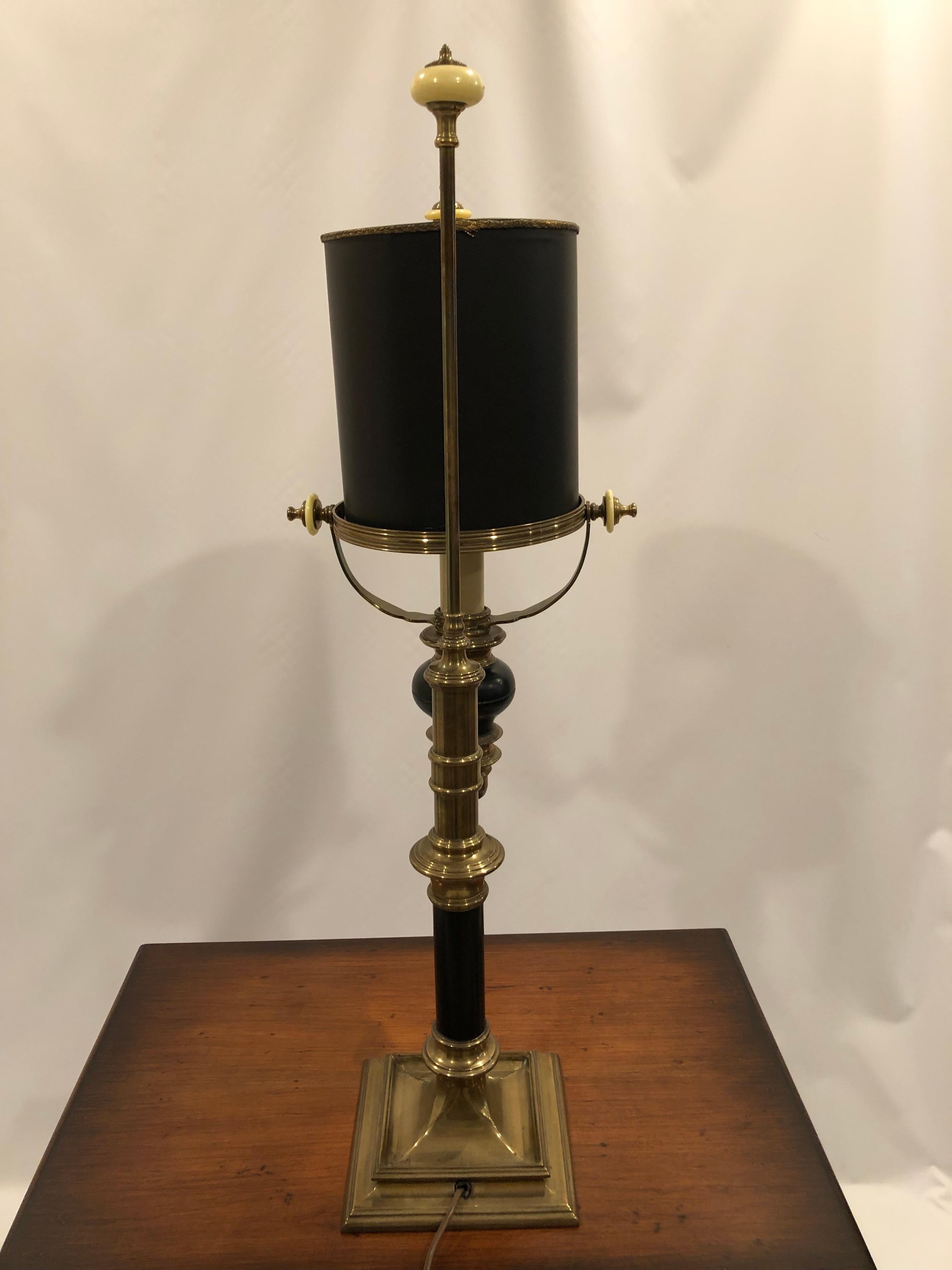 Wonderful Character Rich Brass & Painted Metal Chapman Desk or Table Lamp For Sale 4