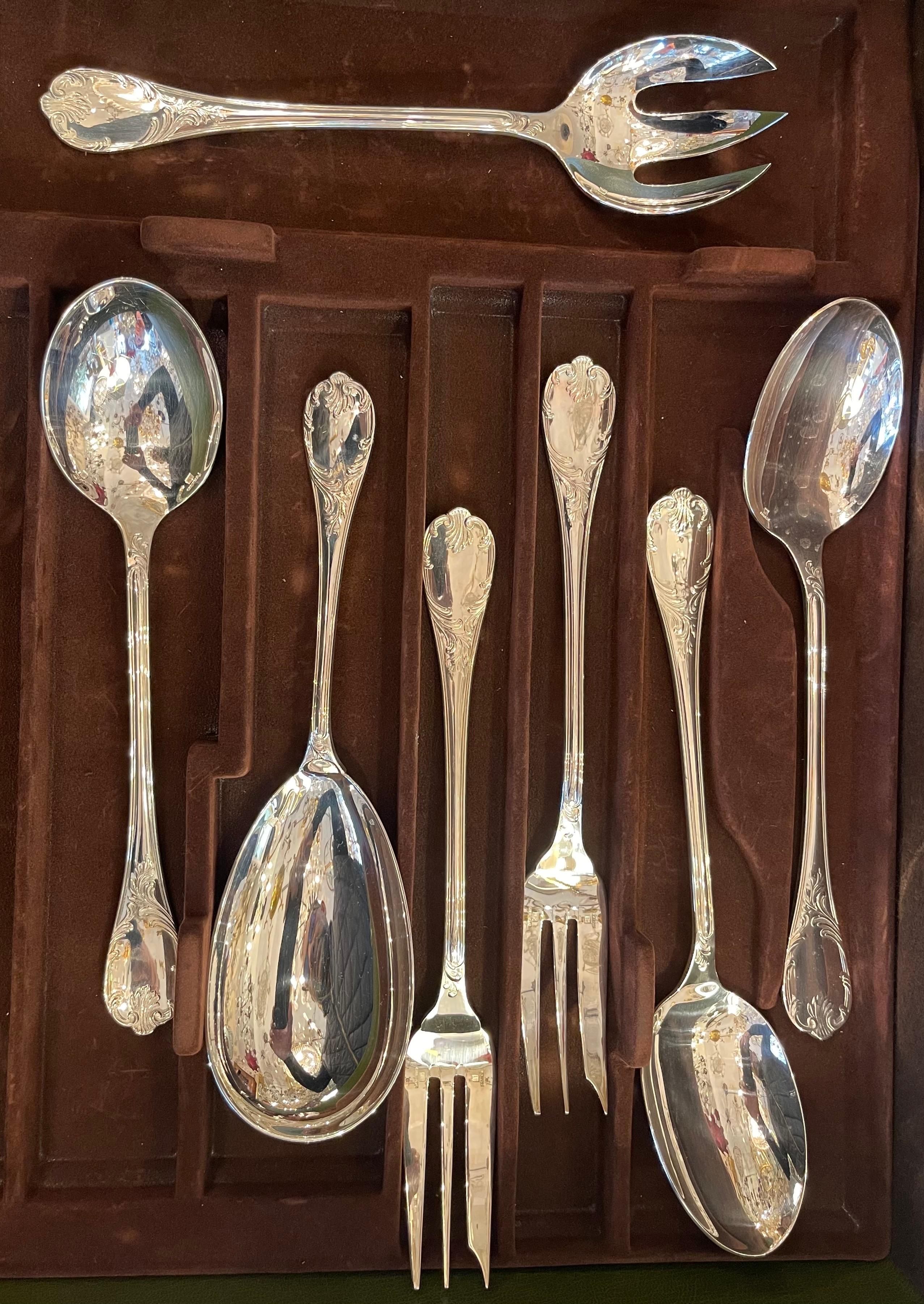 Belle Époque Wonderful Christofle Marly Five Piece Place Setting Silverplate 7 Serving Pieces