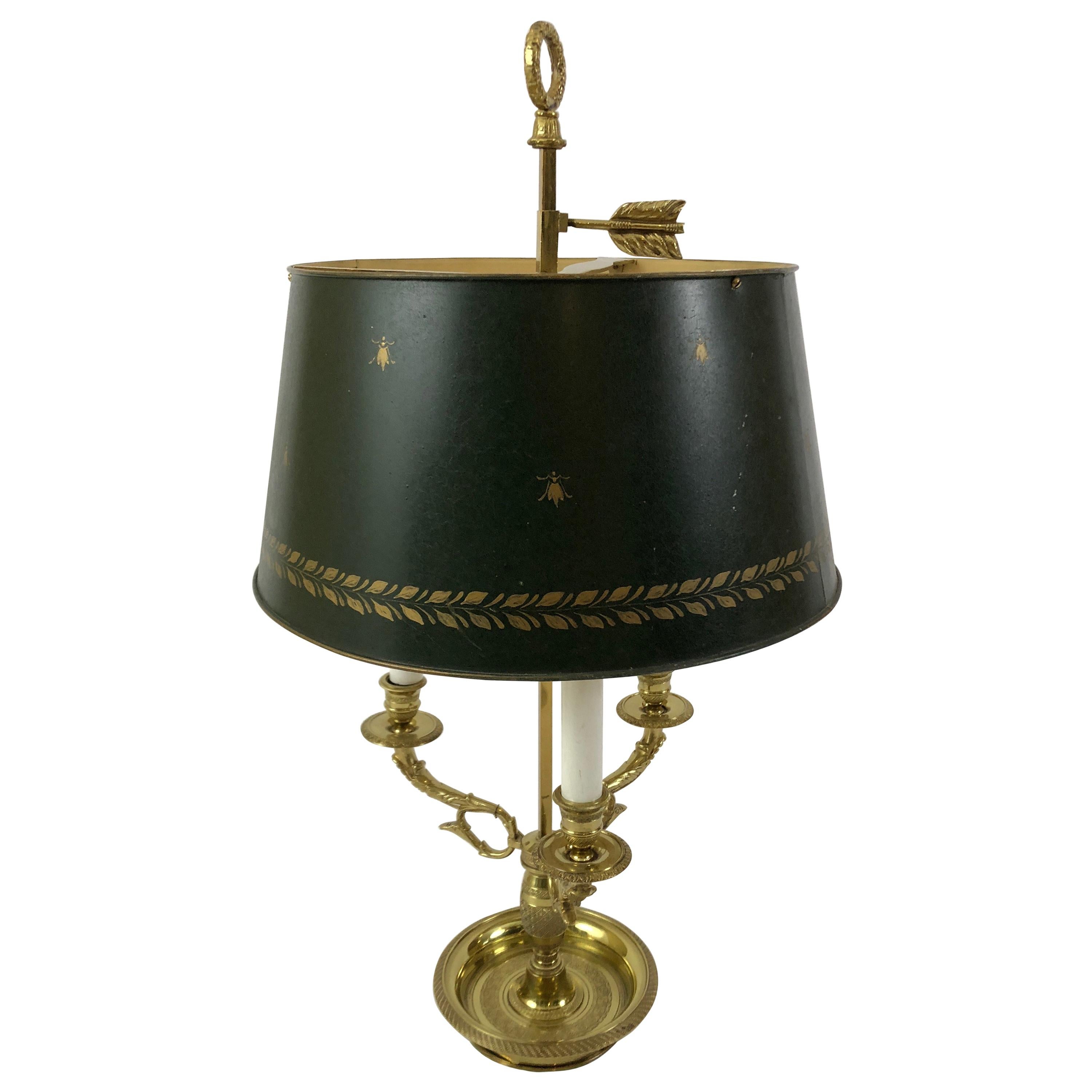 Wonderful Classic French Bouillotte Lamp with Tin Shade
