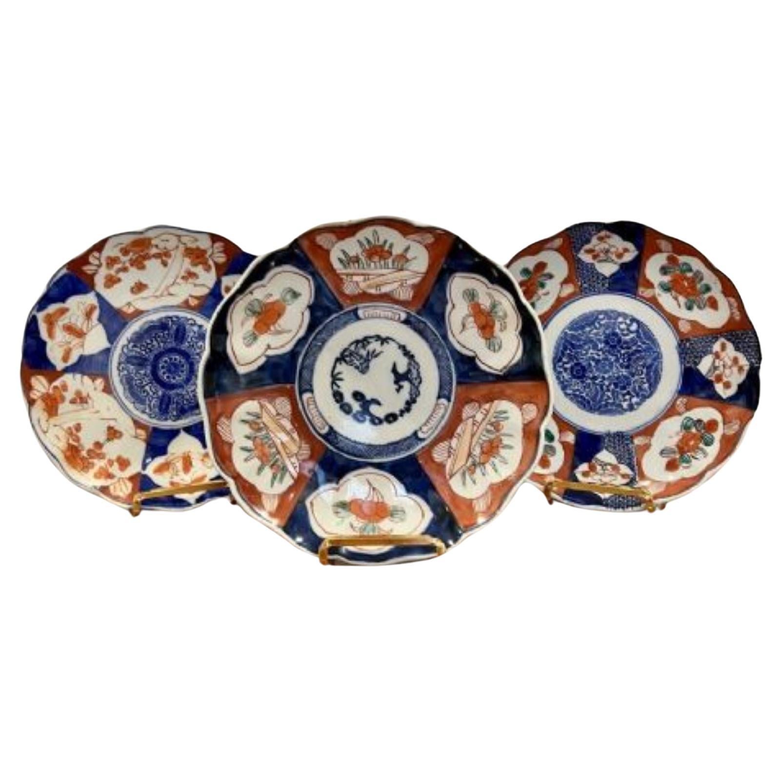 Wonderful collection of three antique Japanese imari plates For Sale at ...