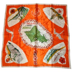 Wonderful Colorful Tangerine Scenes of Waikiki On Oahu Hawaii Scarf