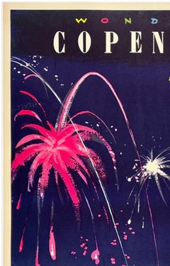 WONDERFUL COPENHAGEN - TIVOLI GARDENS Original Vintage Travel Tourism Poster