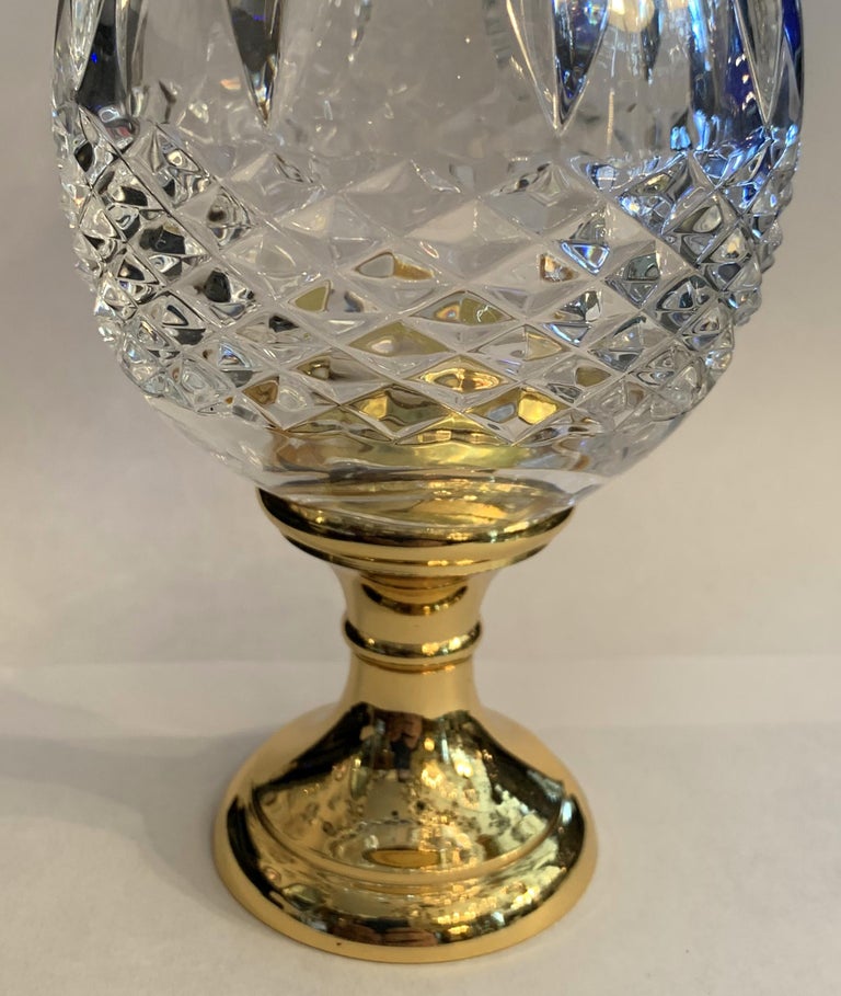 Wonderful Crystal Acorn Cut Faceted Glass Brass Banister Newel Post