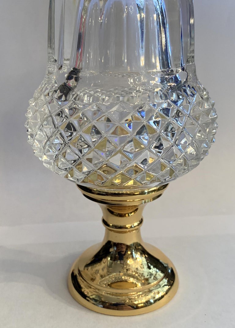 Wonderful Crystal Acorn Cut Faceted Glass Brass Banister Newel Post