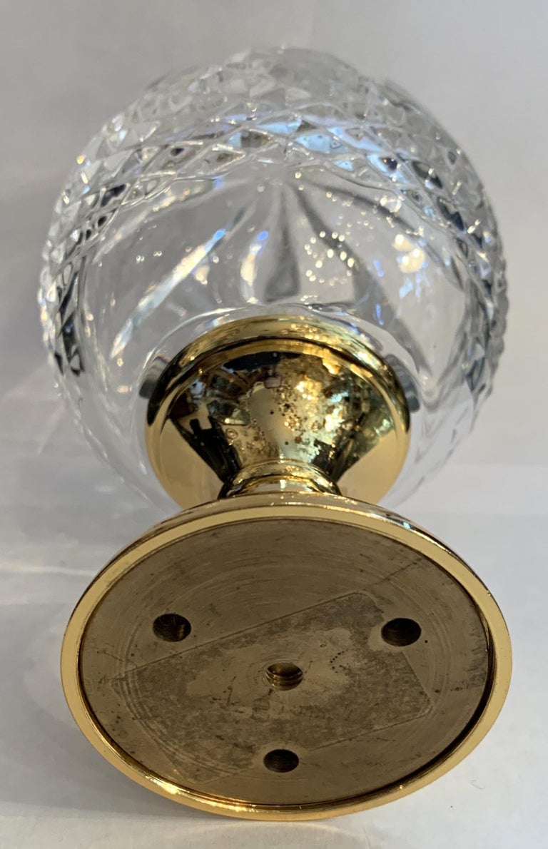 Wonderful Crystal Acorn Cut Faceted Glass Brass Banister Newel Post