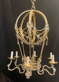 Wonderful Crystal Beaded Vintage Large Hot Air Balloon Chandelier Bague Fixture
