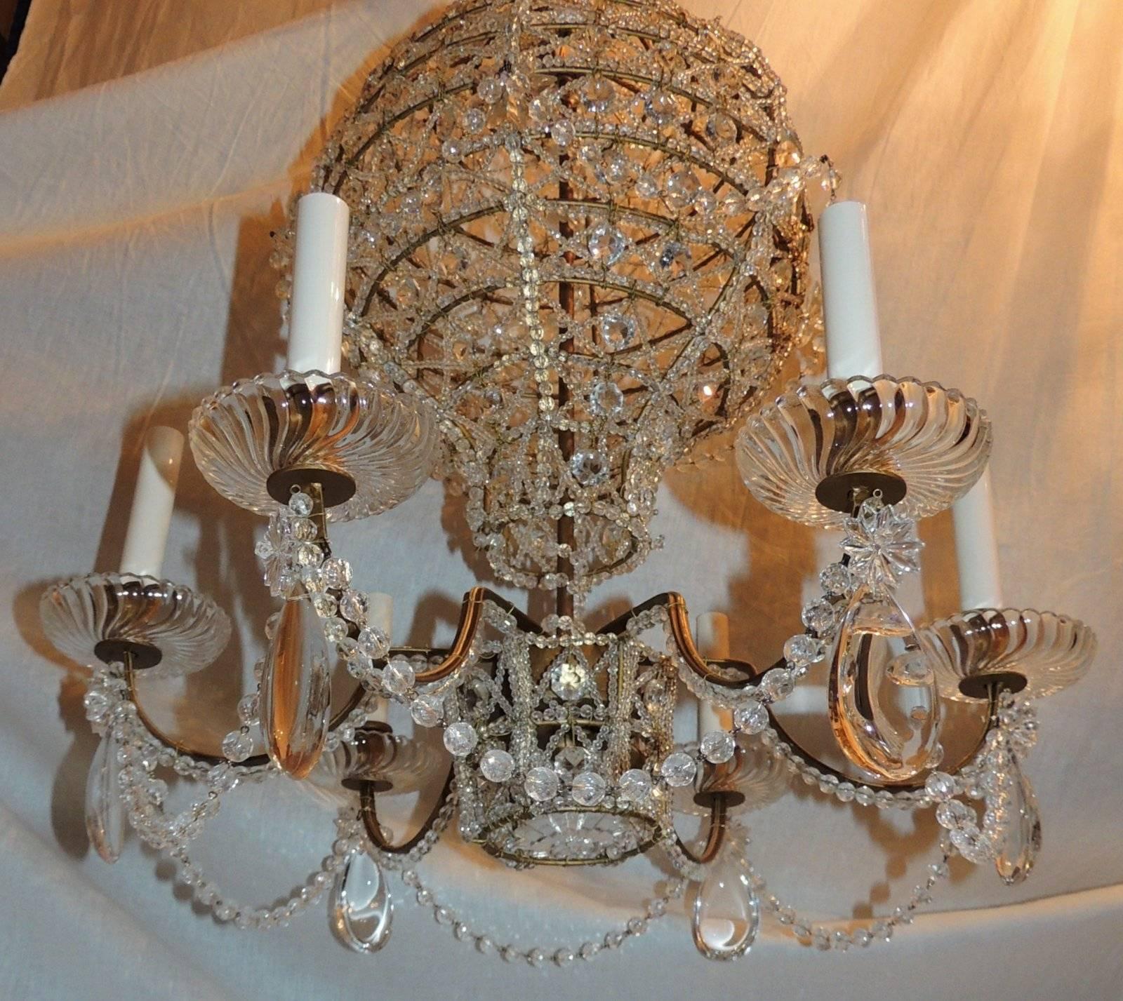 Wonderful Crystal Beaded Vintage Pair Hot Air Balloon Chandelier Bague Fixture 2