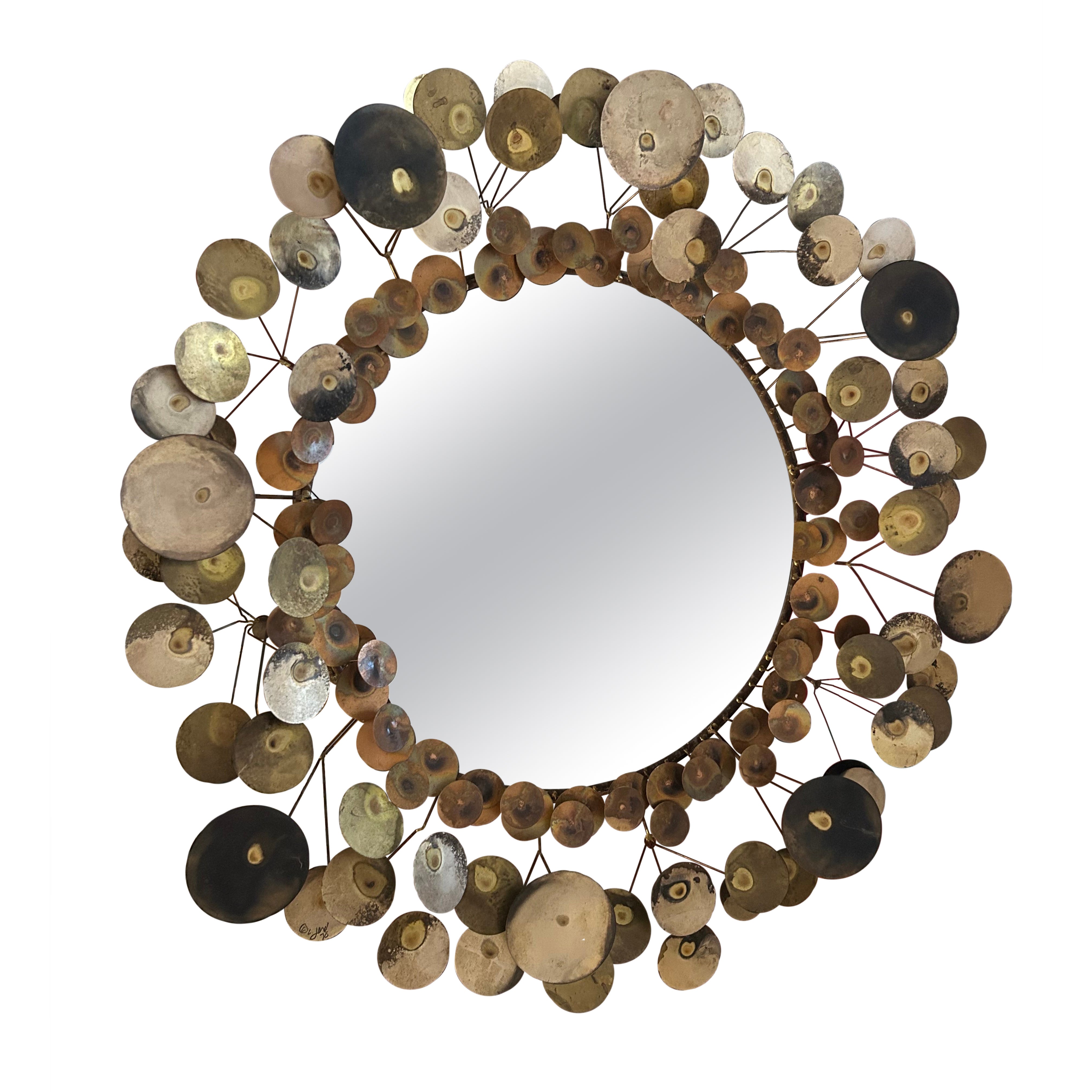Wonderful Curtis Jere Brass Raindrops Mirror Mid-Century Modern