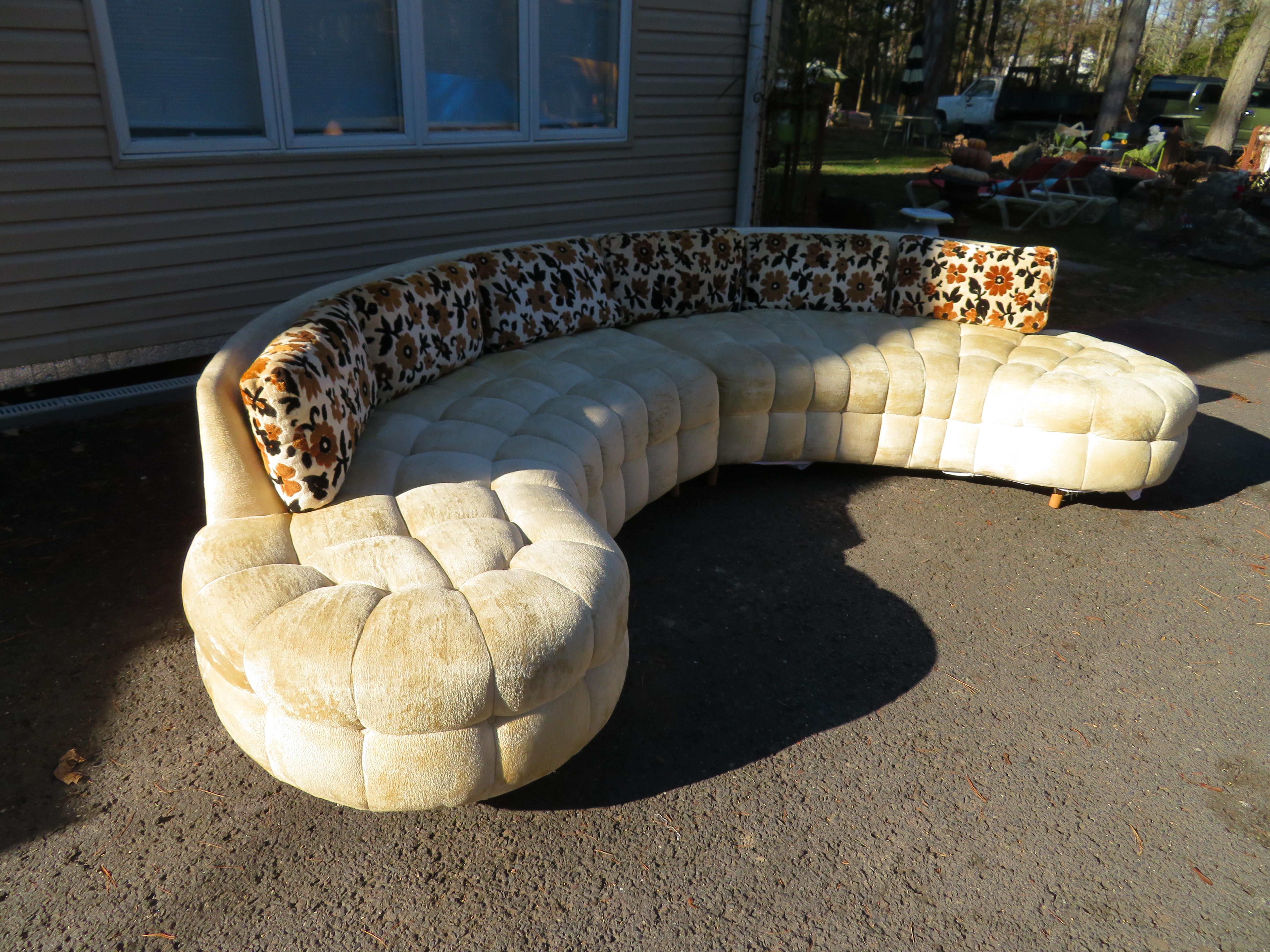 Upholstery Wonderful Curved Serpentine Two-Piece Adrian Pearsall Style Sectional Sofa