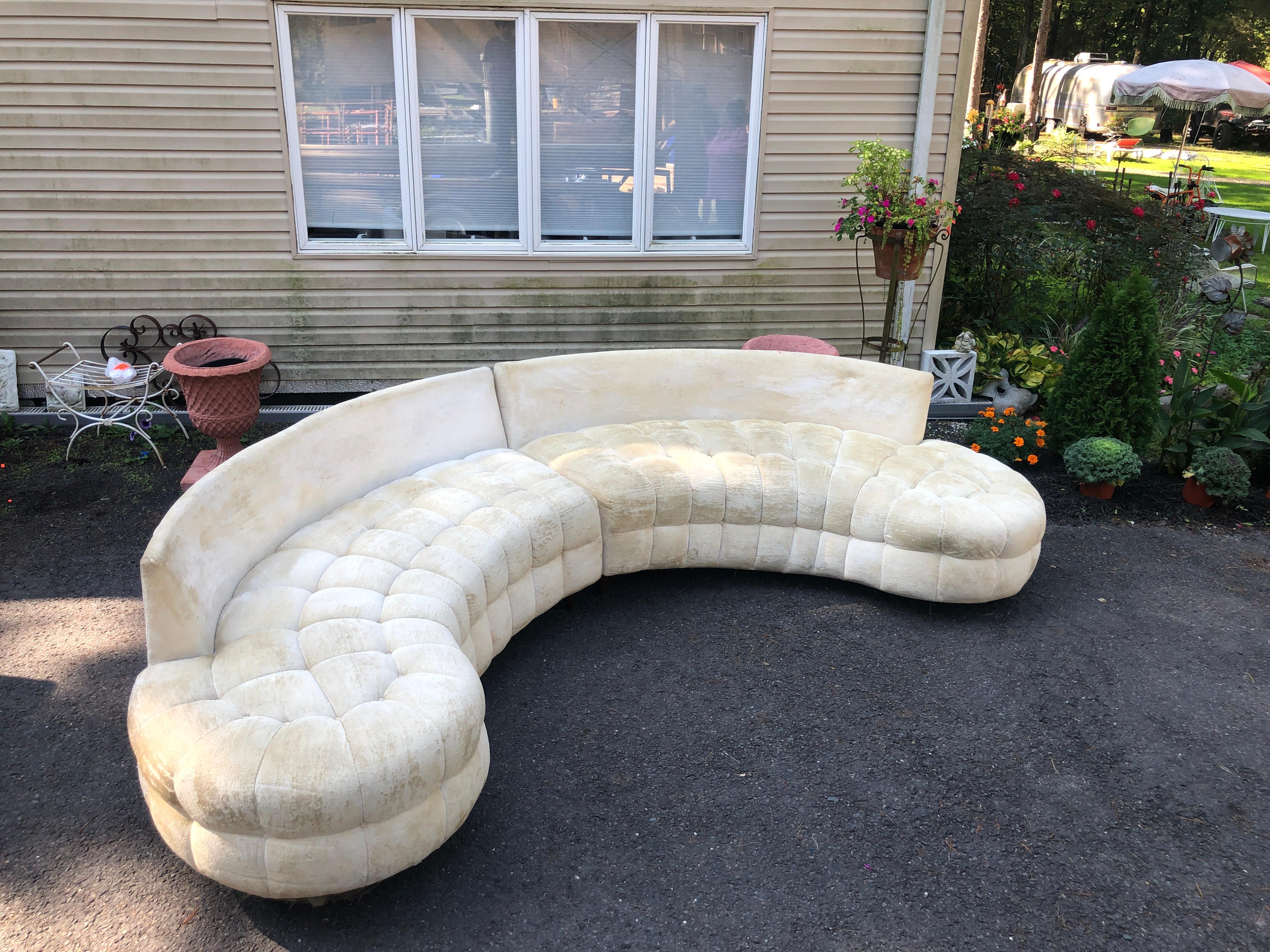 Wonderful Curved Serpentine Two-Piece Adrian Pearsall Style Sectional Sofa For Sale 6