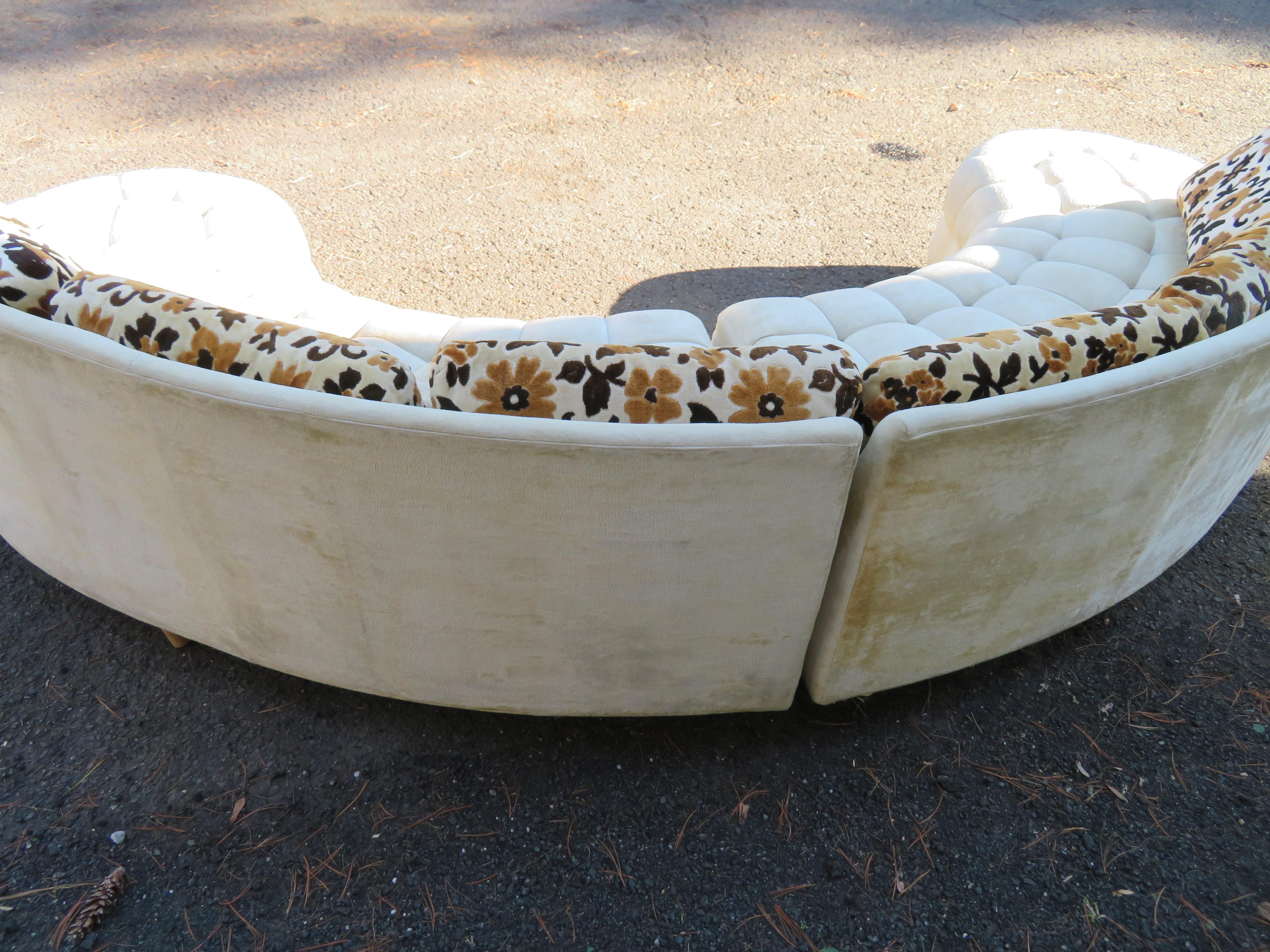 Mid-Century Modern Wonderful Curved Serpentine Two-Piece Adrian Pearsall Style Sectional Sofa