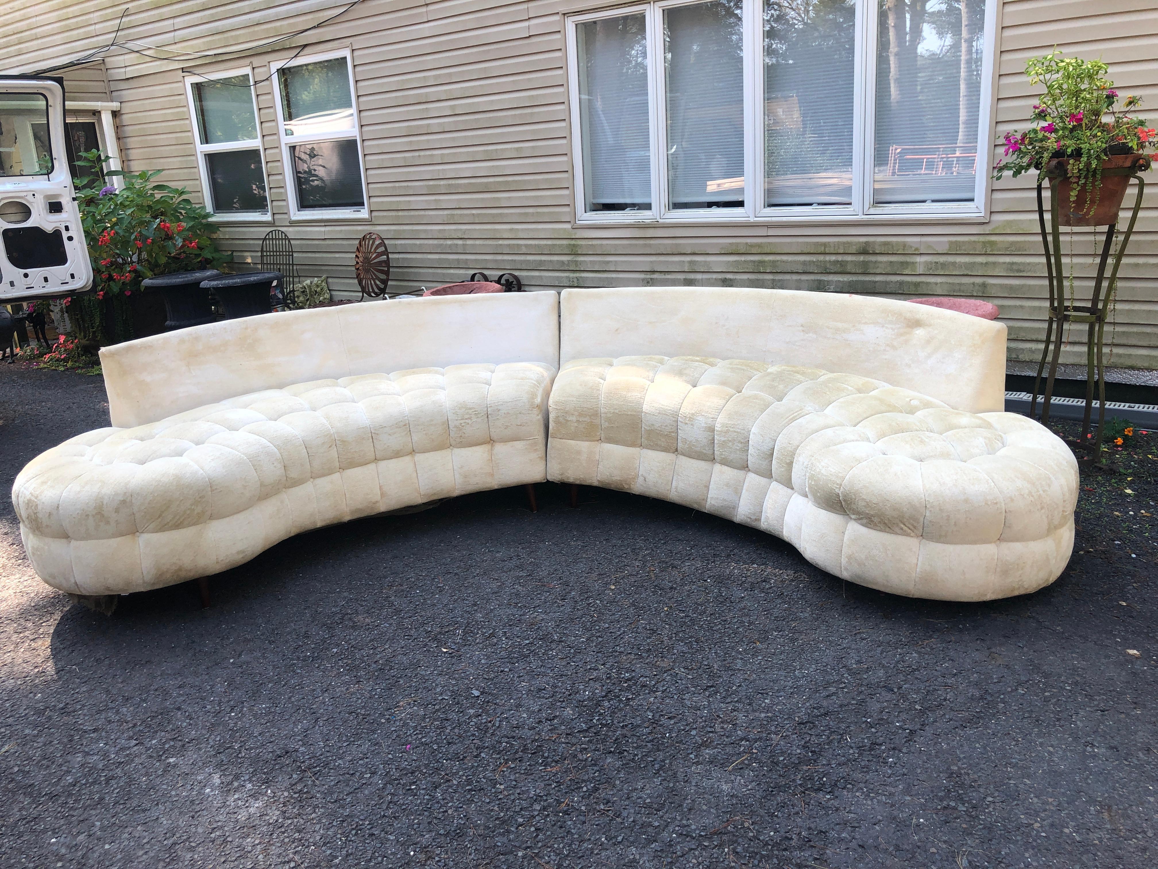 Wunderschöne geschwungene Serpentine Zweiteiliges Adrian Pearsall Style Sectional Sofa (Polster) im Angebot
