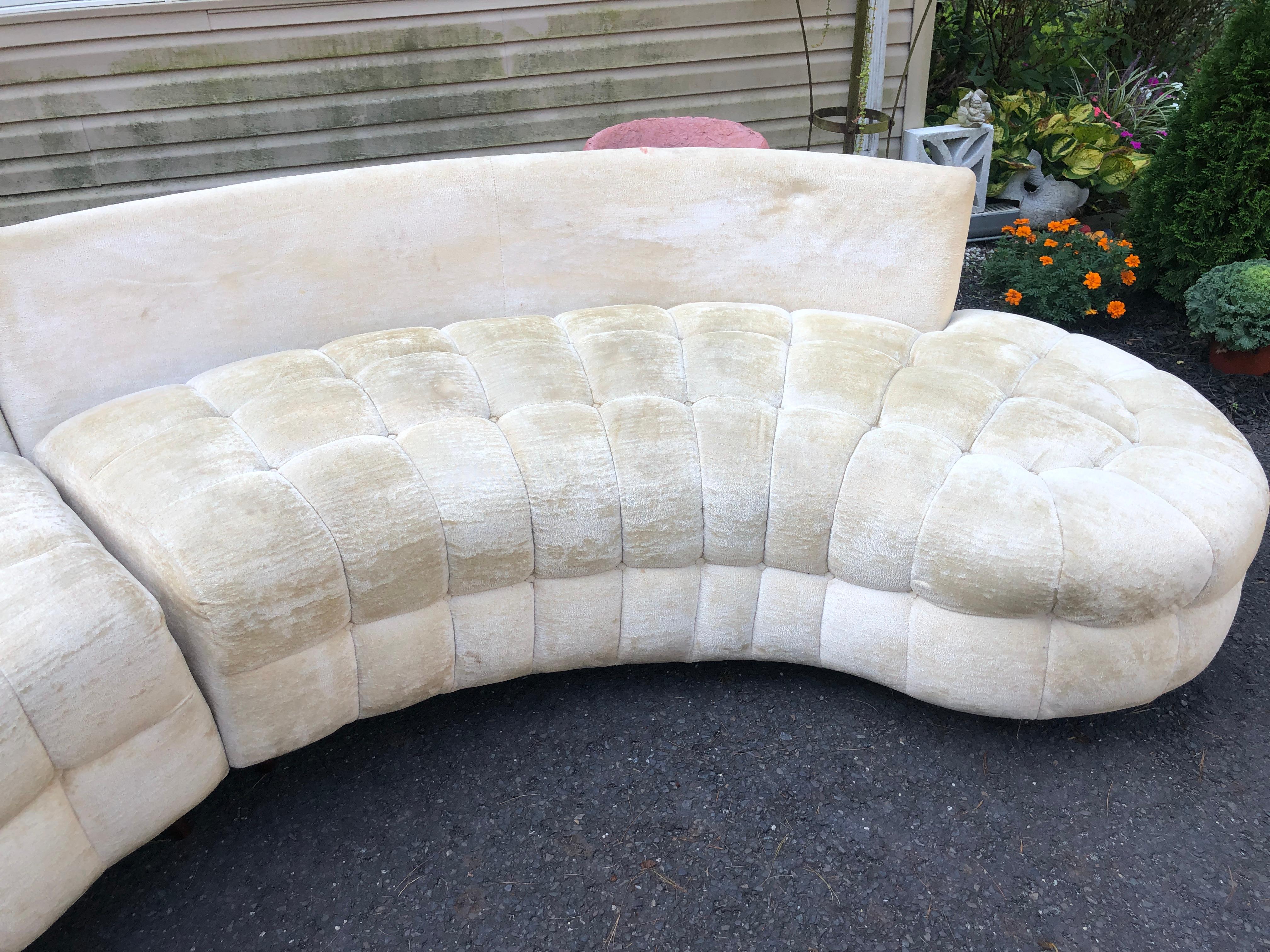 Mid-20th Century Wonderful Curved Serpentine Two-Piece Adrian Pearsall Style Sectional Sofa For Sale