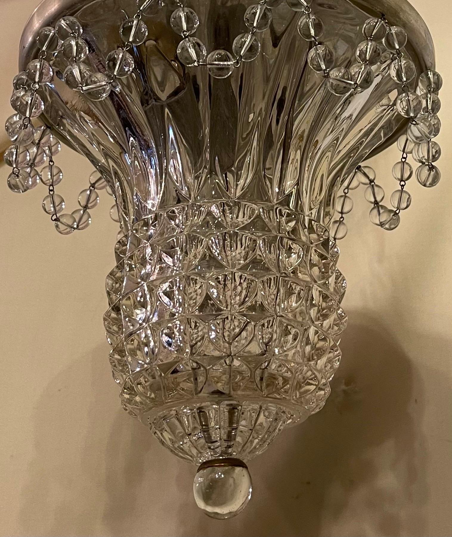 Faceted Wonderful Cut Crystal Dome Beaded Petite Flush Mount Ceiling Light Fixture   For Sale