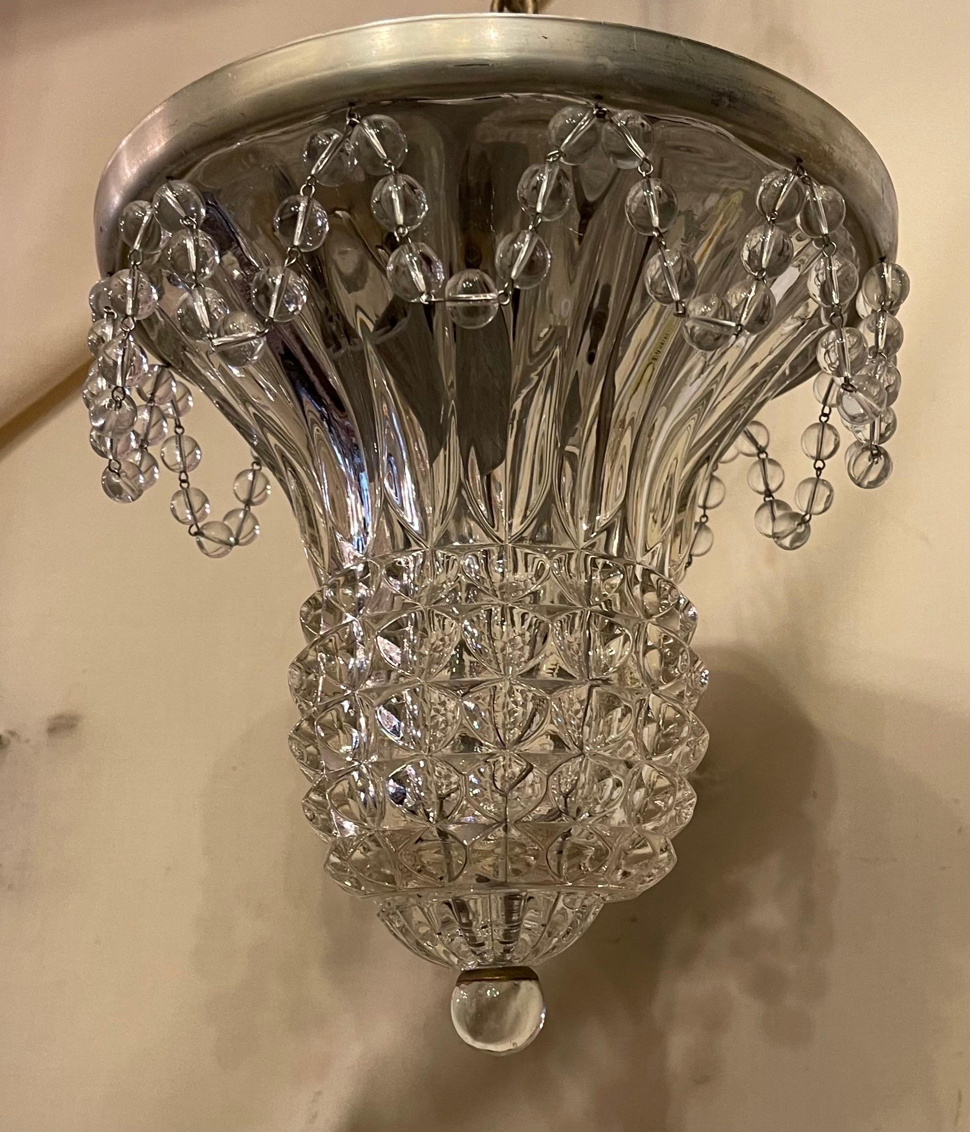 Wonderful Cut Crystal Dome Beaded Petite Flush Mount Ceiling Light Fixture   In Good Condition For Sale In Roslyn, NY