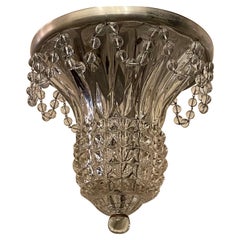 Wonderful Cut Crystal Dome Beaded Petite Flush Mount Ceiling Light Fixture