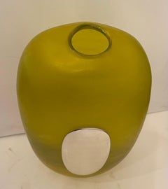 Meraviglioso vaso in vetro artistico italiano Daniel Murano con placca in ormolu e sterlina