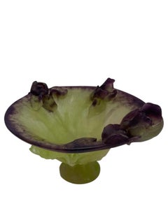 Wonderful Daum France Art Glass Pate De Verre Iris Crystal Bowl Centerpiece