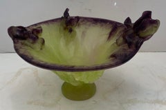 Wonderful Daum France Art Glass Pate De Verre Iris Crystal Bowl Centerpiece 