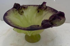 Wonderful Daum France Art Glass Pate De Verre Iris Crystal Bowl Centerpiece 