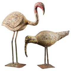 Wonderful Decorative Weather-Aged Couple of Wooden Waterbirds