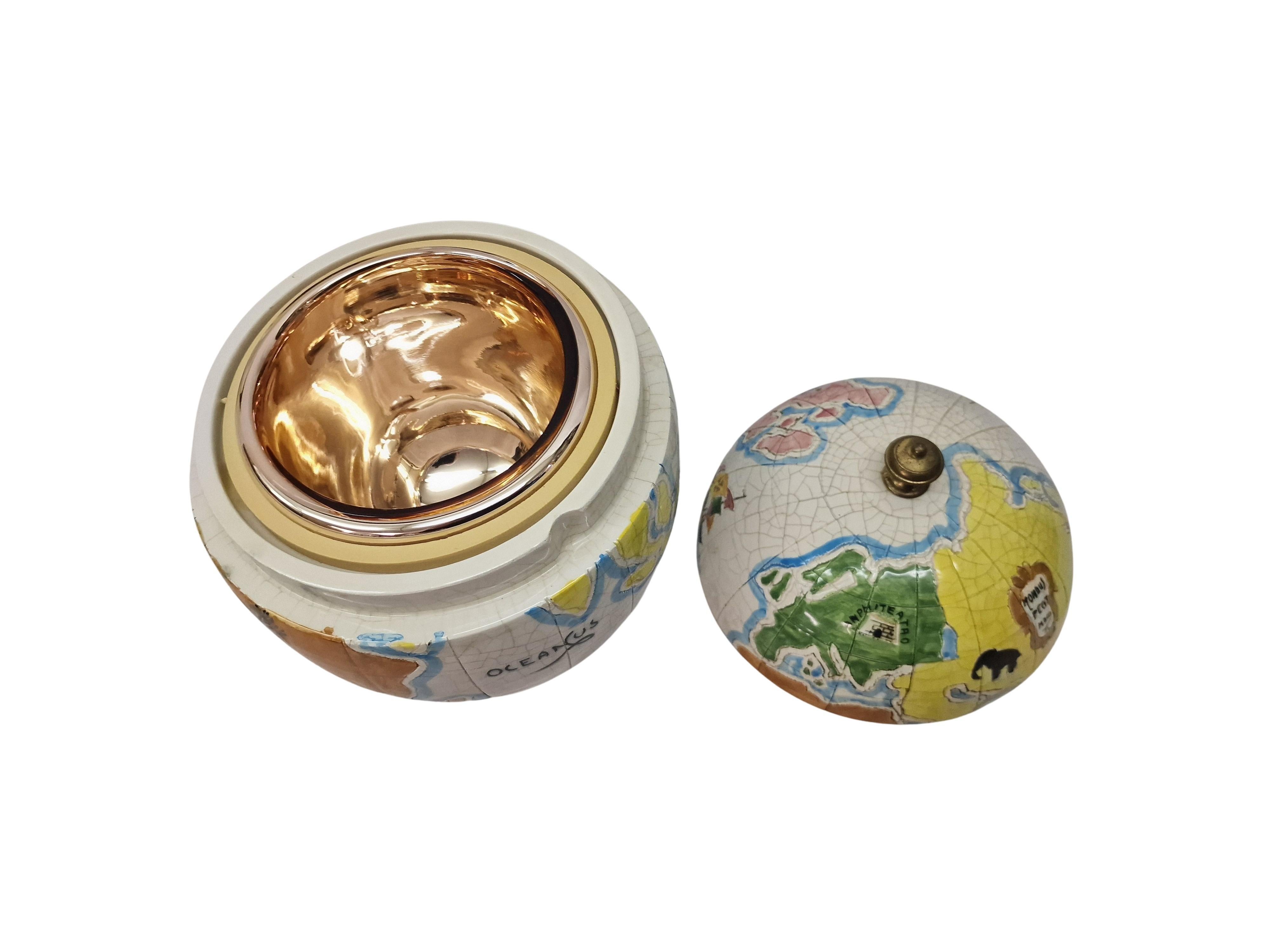 Merveilleux globe au design rare comme seau à glace réfrigérant, Ugo Zaccagnini, années 1940, Italie en vente 3