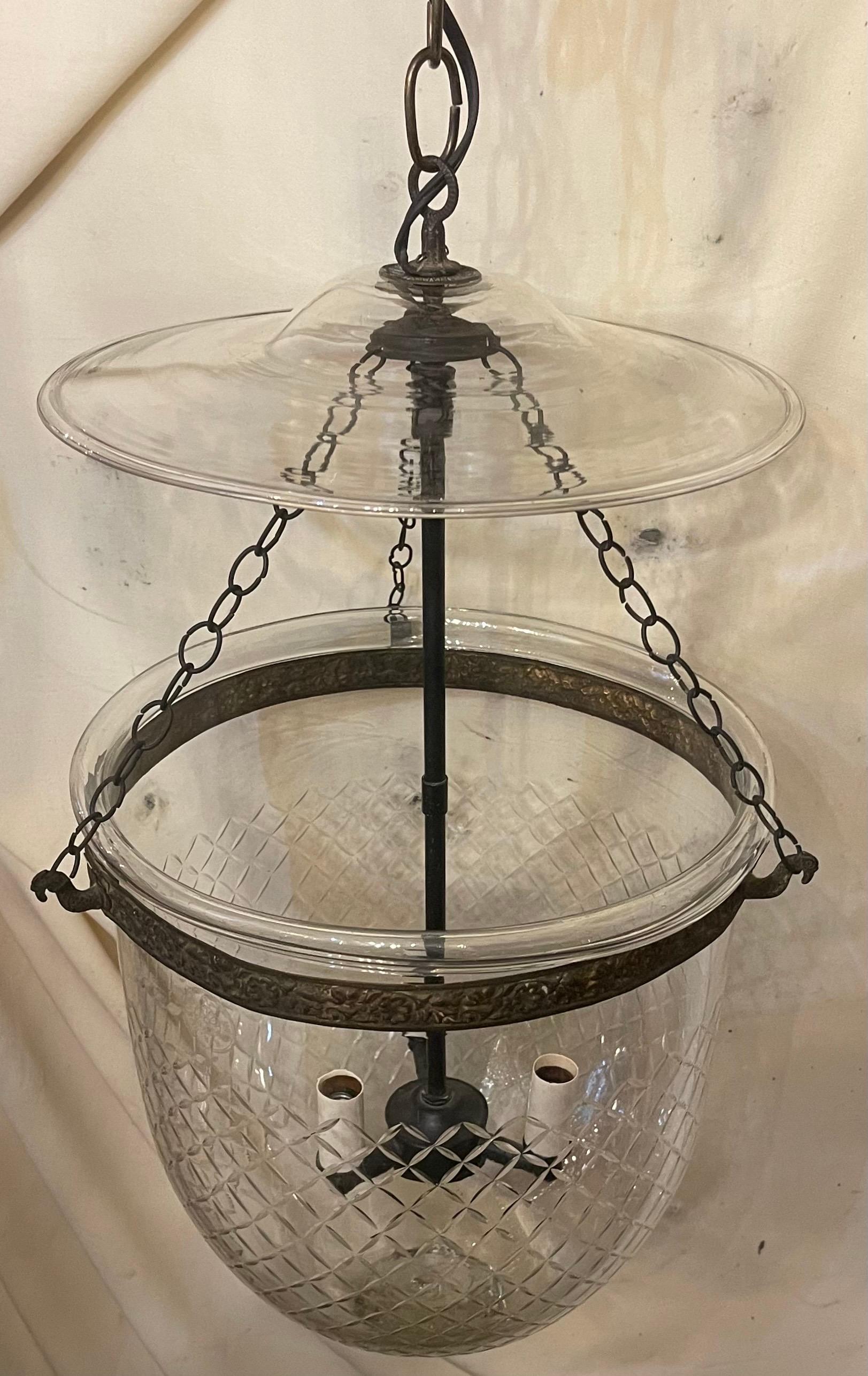 Wunderschöne Diamond-Cut Glas & Messing Bell Jar Laterne von Ditmar Wien Österreich (Facettiert) im Angebot