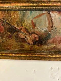 Wonderful Diminutive Antique Original Oil Still Life of Violin