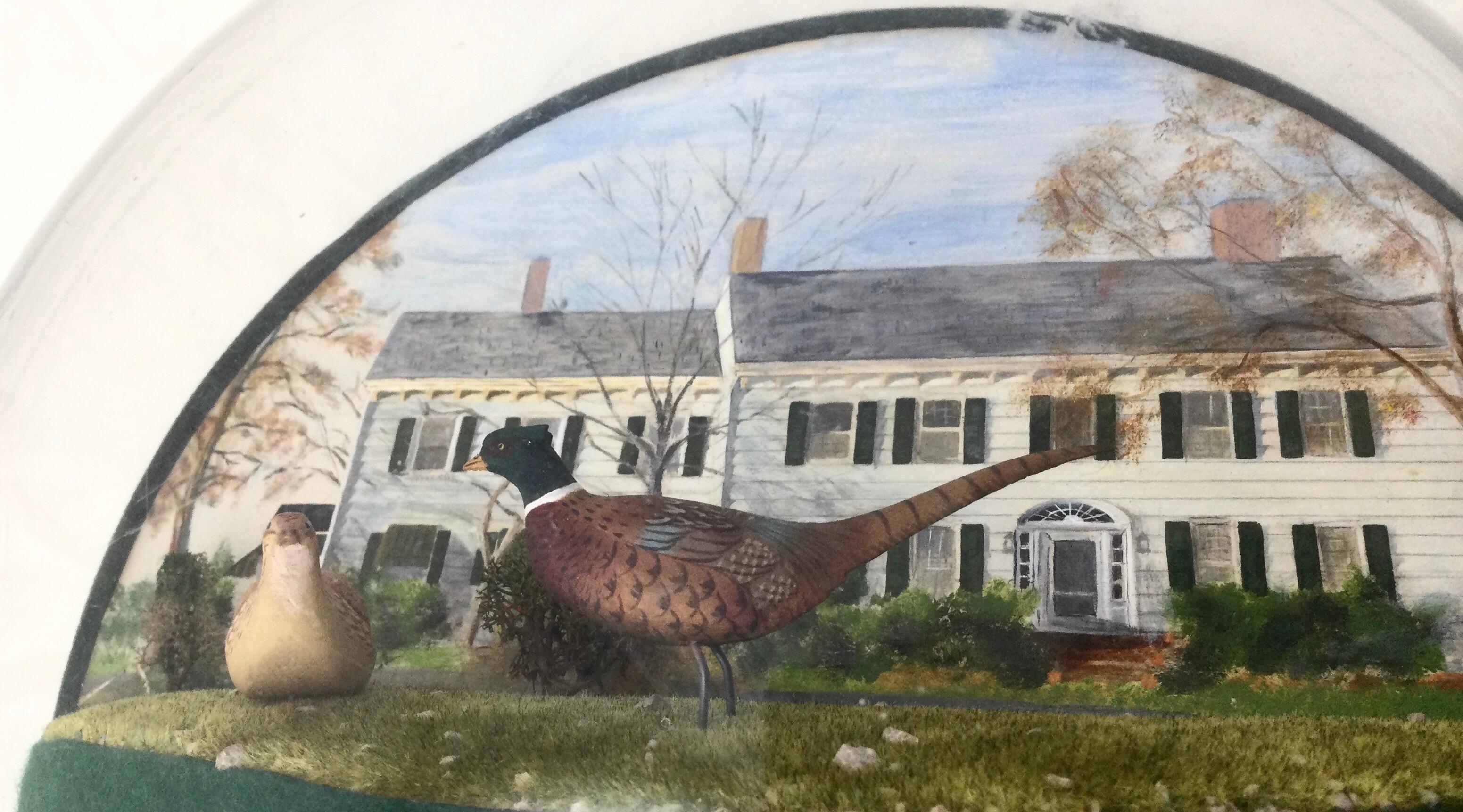 Wunderschönes Diorama des amerikanischen Hauses, handbemalt mit handbemalten geschnitzten Vögeln im Angebot 7