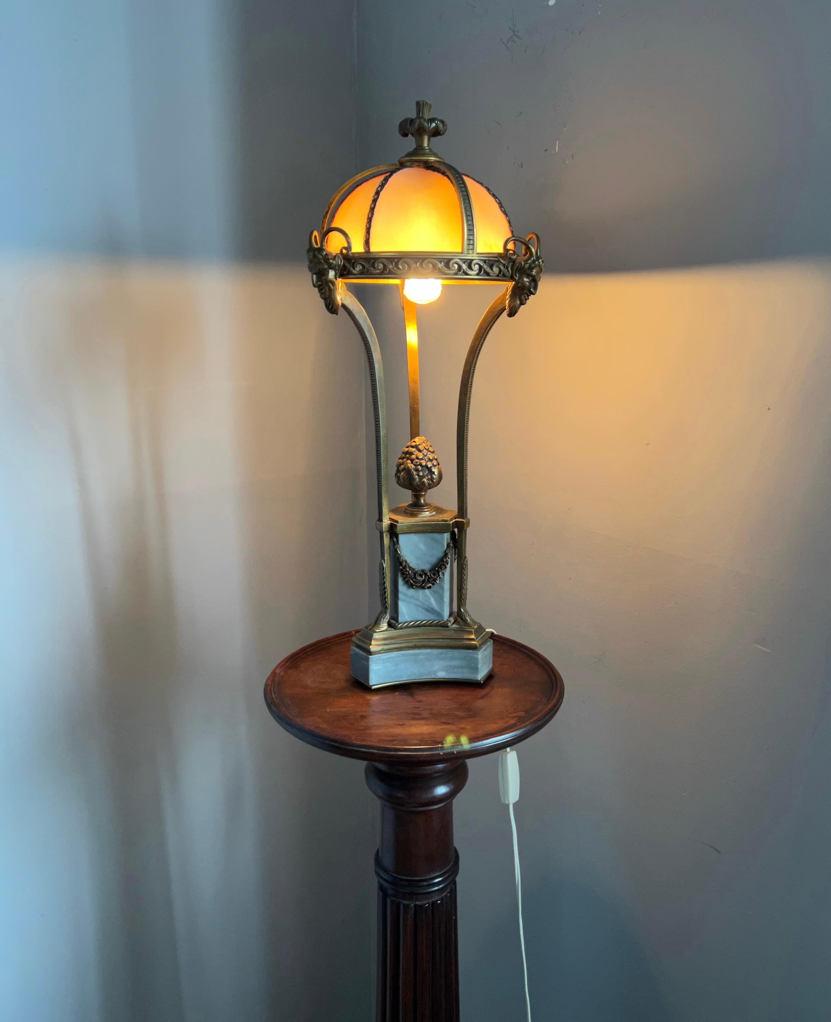 Wonderful Early 1900s Bronze and Marble Table / Desk Lamp with Faun Sculptures For Sale 12
