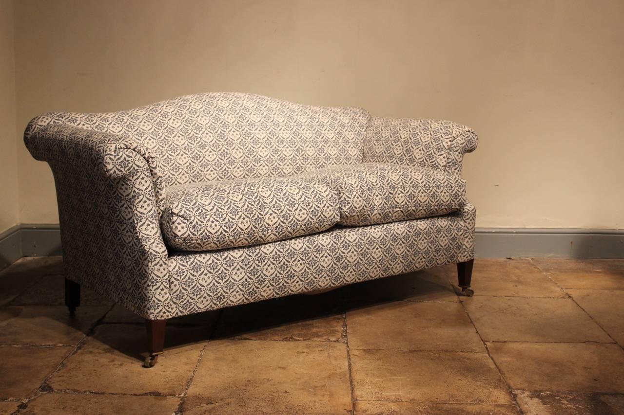 Upholstery Wonderful Early 20th Century English Camel Back Sofa by Howard & Sons