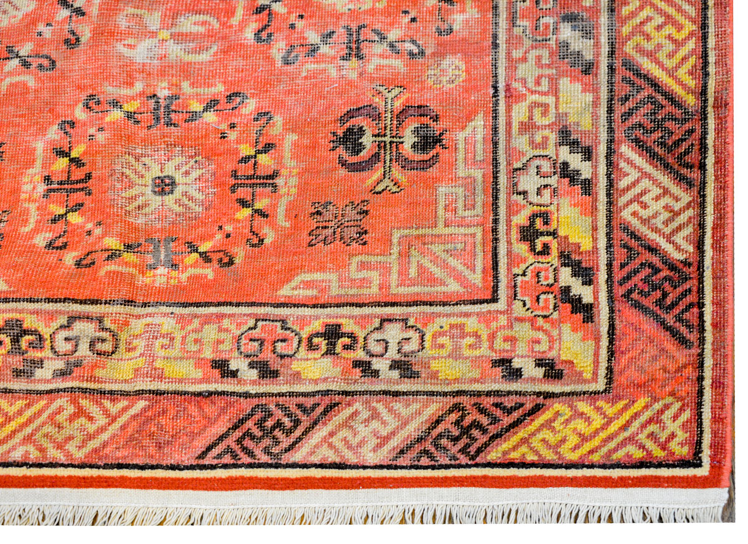Vegetable Dyed Wonderful Early 20th Century Central Asian Khotan Rug For Sale